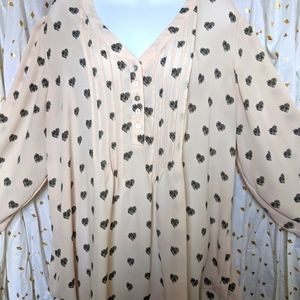 Soft pink with black hearts blouse